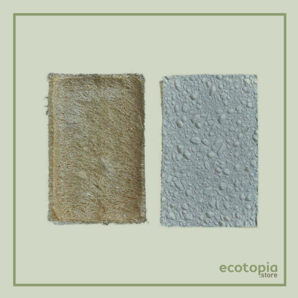 Sponge for washing dishes from cellulose and loofah