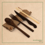 Reclaimed Dark Wood Cutlery Set - Wheat